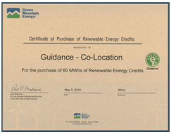 Guidance's Renewable Energy Credits certificate