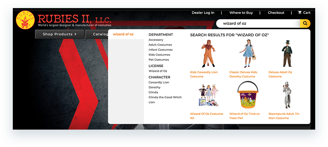 Rubies search results with Searchspring